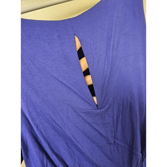 Guess Y2K Blousen Dress Large Maxi High Slit Stretch Jersey Sundress Ruched - Picture 9 of 13